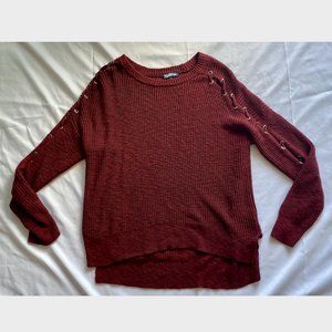 Burgundy Sweater with Arm Detail